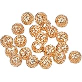 BENECREAT 30 PCS 18K Gold Plated Spacer Beads Metal Spacer Beads for DIY Jewelry Making Findings and Other Craft Work - 8x3mm, Hollow Shape