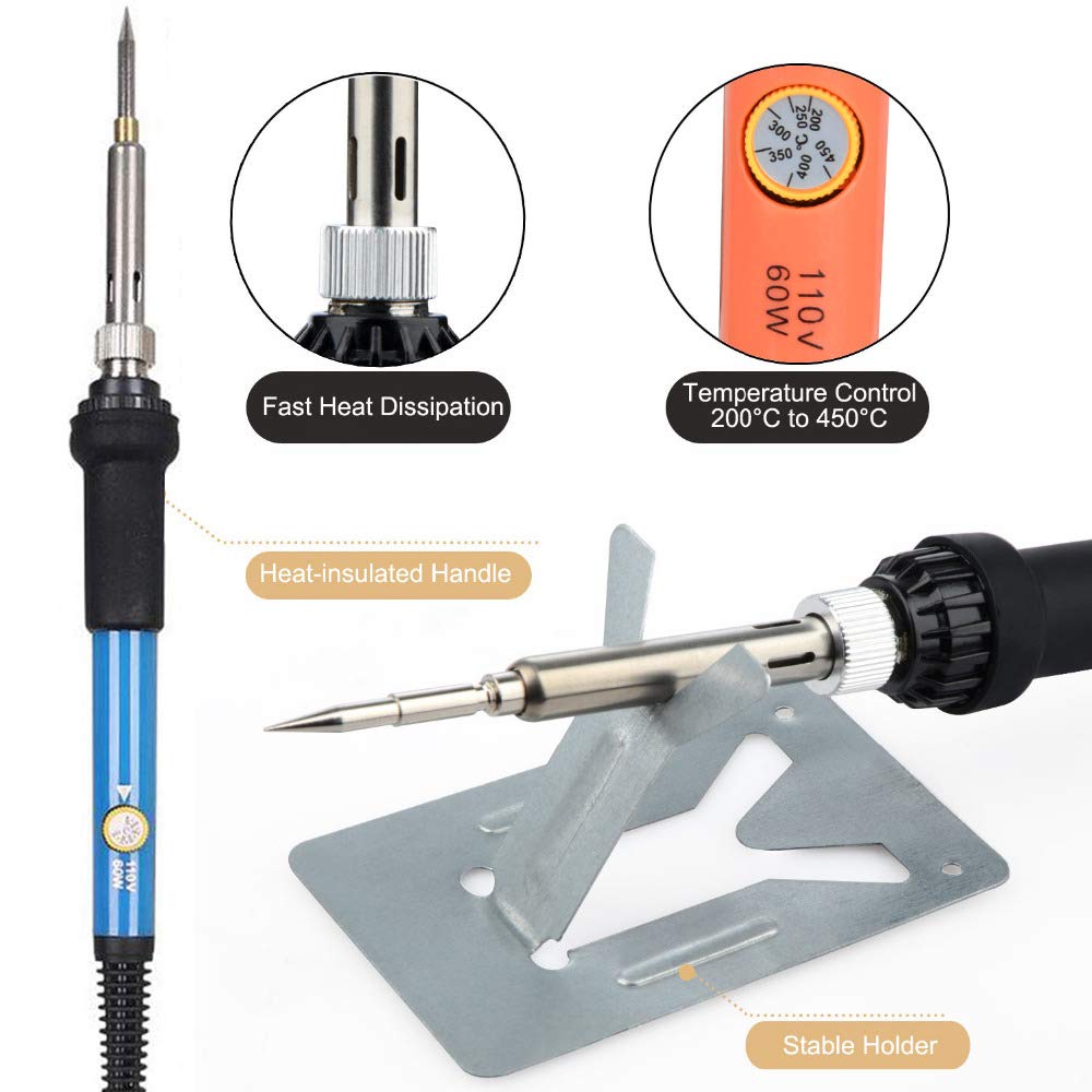 Wood Burning Kit, WoodBurning Tool Adjustable Temperature 200~450 ℃ Pyrography Kit for Adults Beginners (Bue)