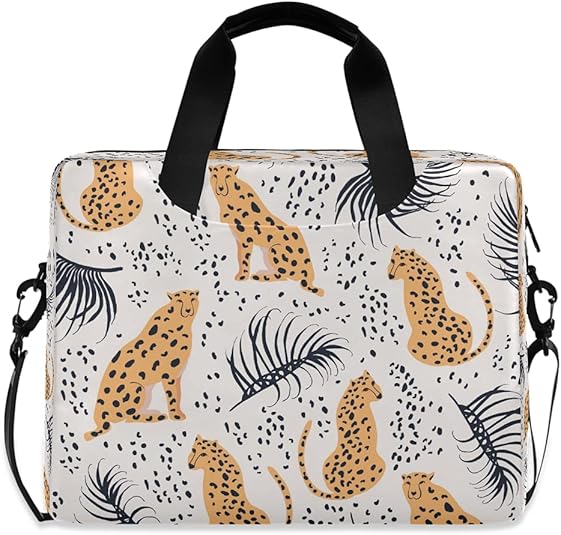 JMbuild Laptop Case 15.6 inch Cute Leopard Animal Leaves