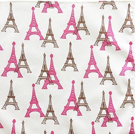 HOMU Pink Paris Eiffel Tower Cloth Napkins, Reusable Luncheon Napkins, Girls Party Supplies Favors 13 Inches 6 Pcs.