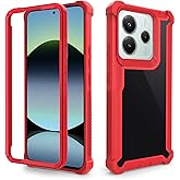 Asuwish Phone Case for Xiaomi Redmi Note 14 5G Cover Rugged Shockproof Hard Drop Proof Full Body Protective Heavy Duty Hybrid Mobile Dual Layer Slim Soft TPU Cell Accessories Note14 G5 Women Men Red