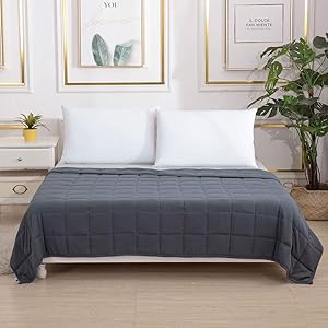 Smart Queen Weighted Blanket 17 lbs (60"x 80", Queen Size) Adult Heavy Blanket, Breathable Cotton with Natural Glass Beads