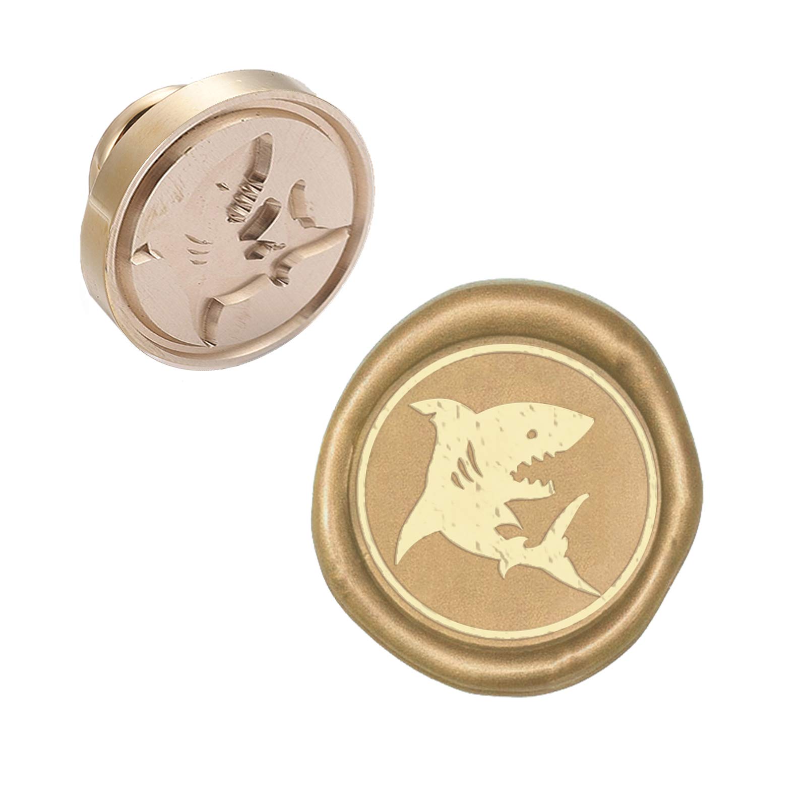 CRASPIRE Wax Seal Stamp Head Shark Removable Sealing Brass Stamp Head for Creative Gift Envelopes Invitations Cards Wine Bottle Decoration