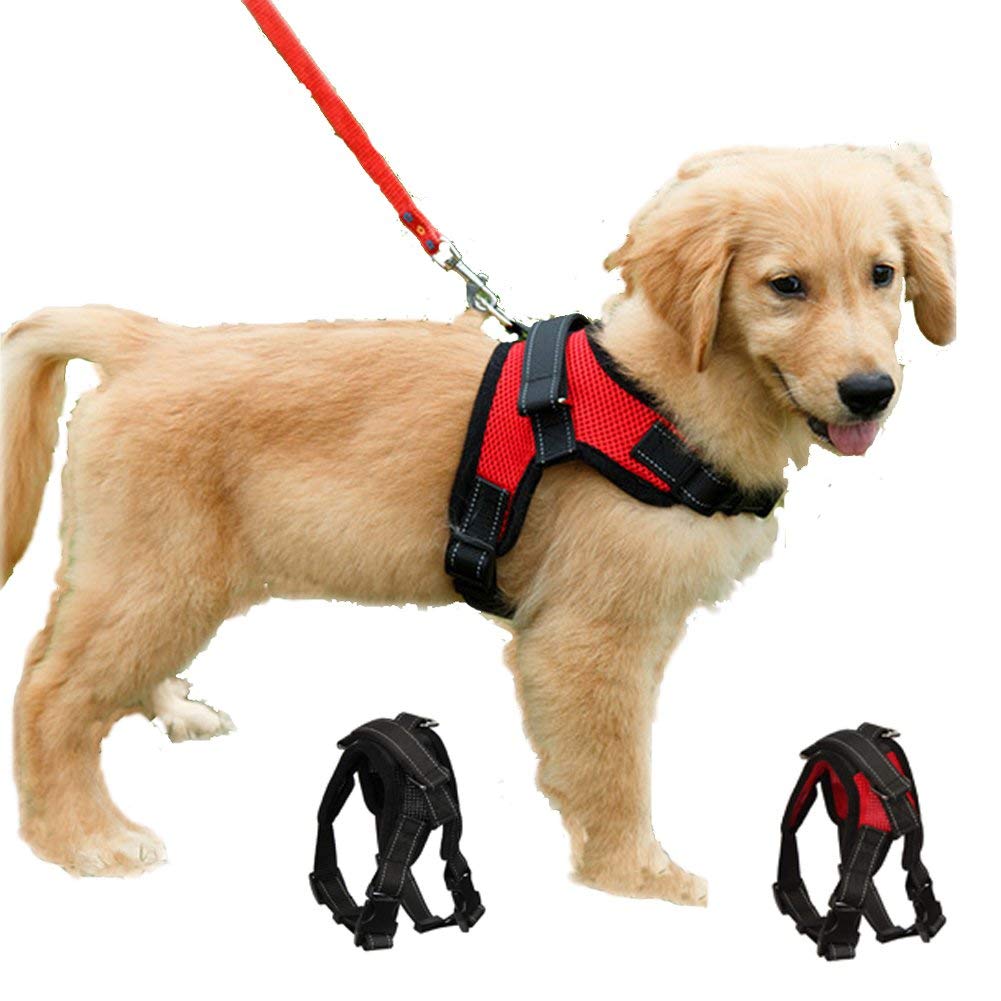 Dog Harness No Pull Adjustable Puppy Vest Harness Small Dog Mesh Breathable Soft Padded Pet Chest Strap (XS, Red)