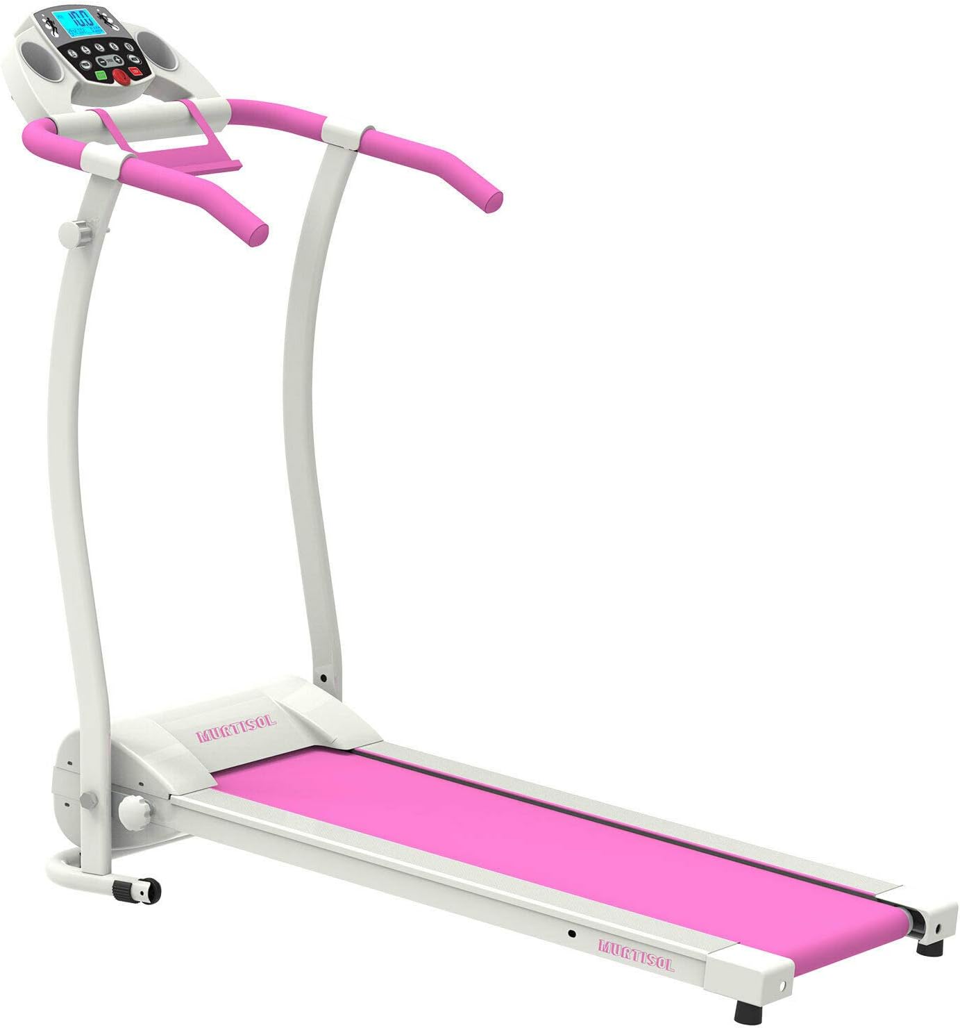 MRT SUPPLY Pink & White Folding Electric Motorized Treadmill Running Machine with Bottle PAD Holder 49.2" x 24.4" x 47 .2" with Ebook