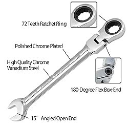 HARSKIYER 18mm Flex-Head Ratcheting Wrench, 12
