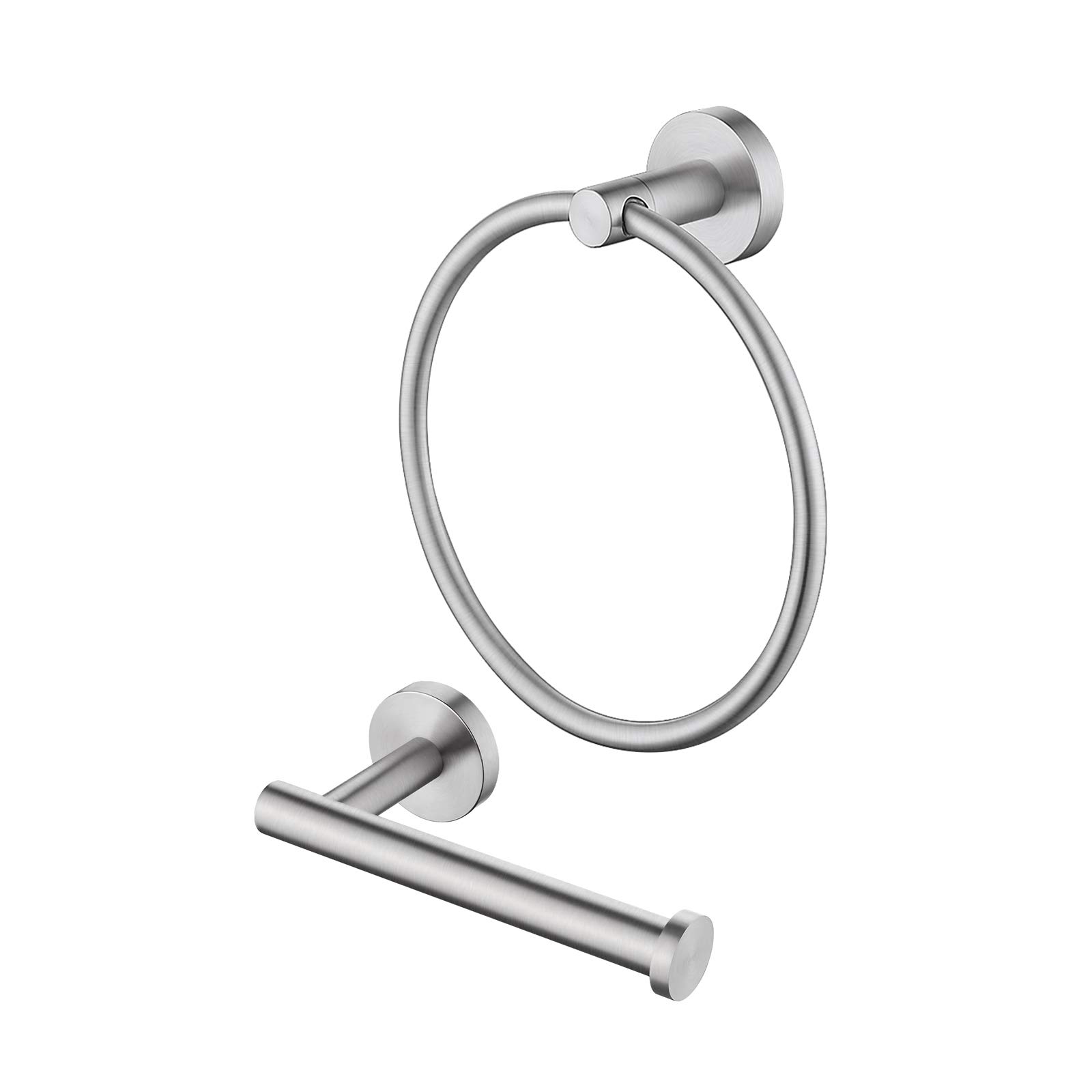 KES Toilet Roll Holder and Towel Ring Set, Bathroom Hardware Set Bathroom Accessory Kit 2 Pieces SUS304 Stainless Steel Wall Mounted Brushed Finish, LA202-23