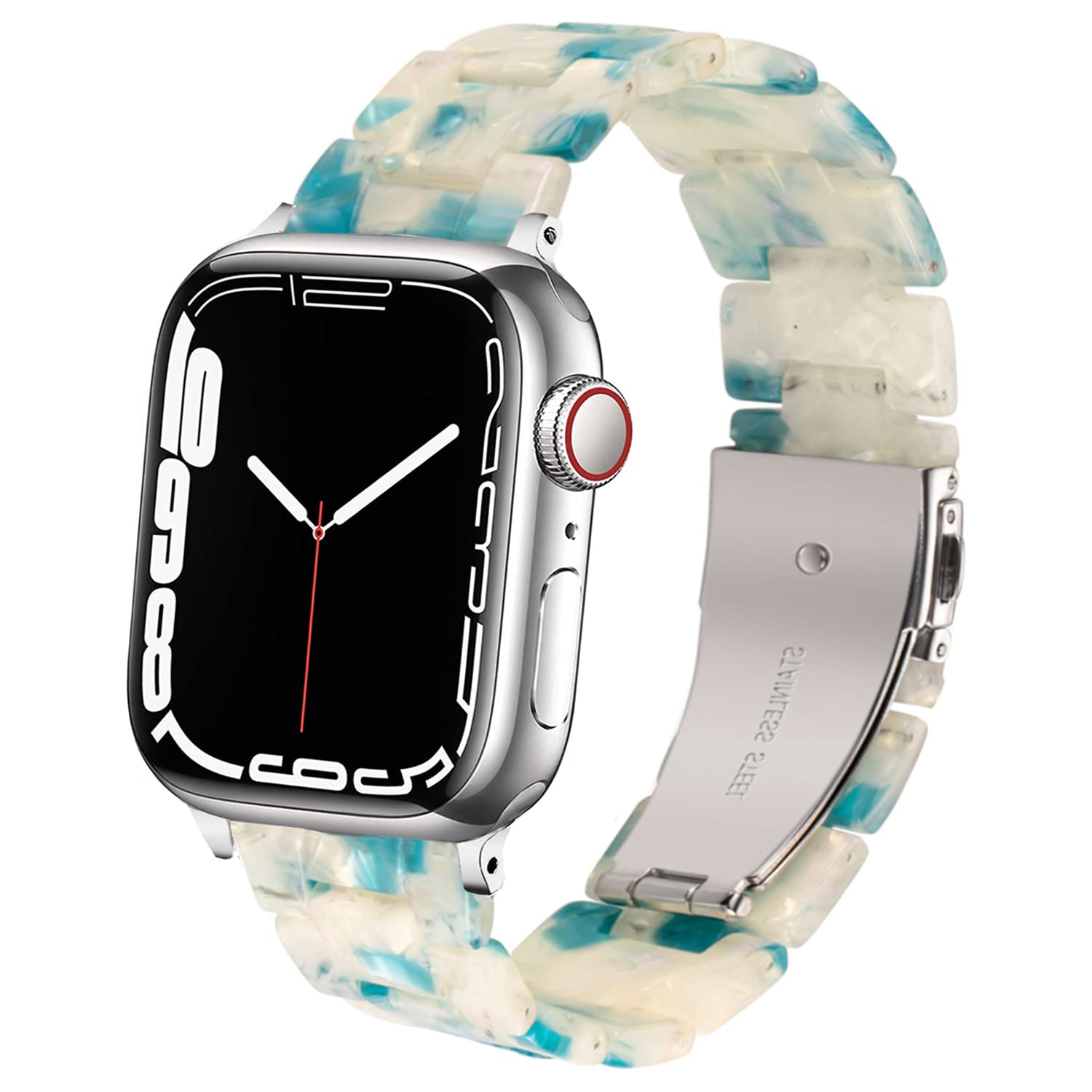 DEALELE Strap Compatible with iwatch 42mm 44mm 45mm 49mm, Colorful Resin Replacement Bands for Apple Watch Series 8 / Ultra / 7 / SE / 6 / 5 / 4 / 3 Women Men, Fluorescent blue — image 1