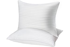 Qnoon Bed Pillows Queen Size Set of 2, Hotel Collection for Sleeping (White), Gusseted Pillow for Back, Stomach or Side Sleepers