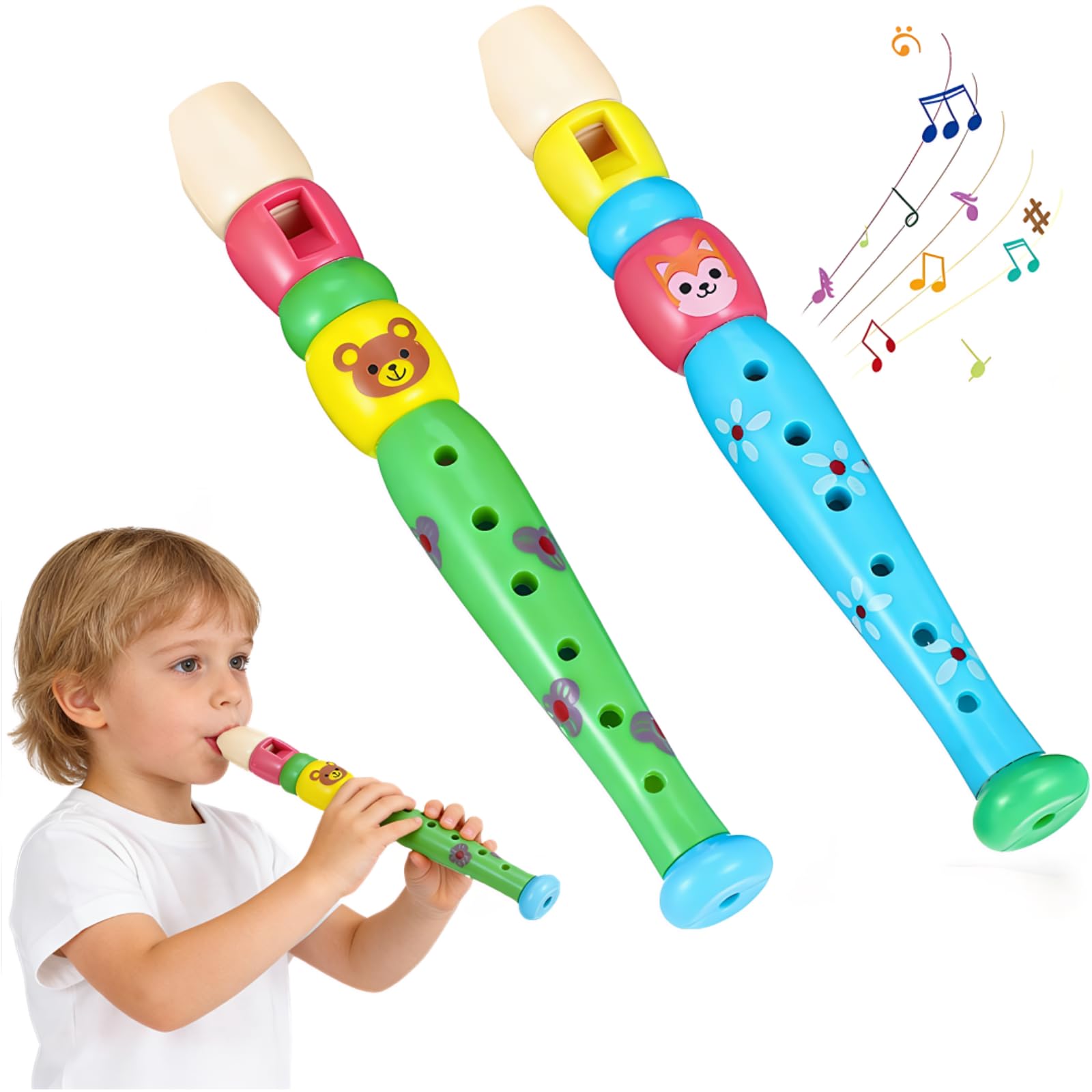 2pcs Plastic Recorders for Children Beginners, 6-Hole Recorder Instrument -Colorful Flute Instrument Music Sound Toys for Boys and Girls Early Education Stage Performance Prop (Random Color)