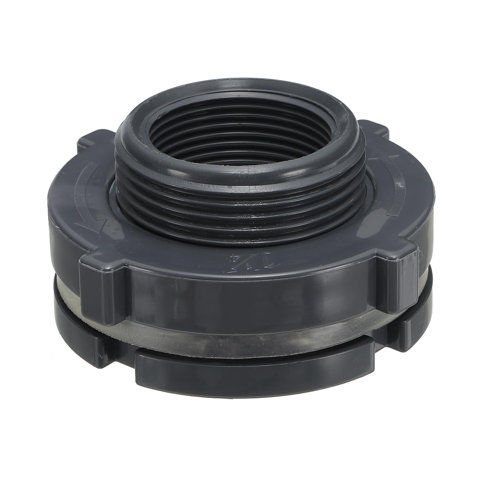 PATIKIL PVC Bulkhead Fitting G 1-1/4, Double Threaded Bulkhead Water Tank Connector with PVC Seal Gasket for Rain Bucket, Sinks, Aquariums, Grey