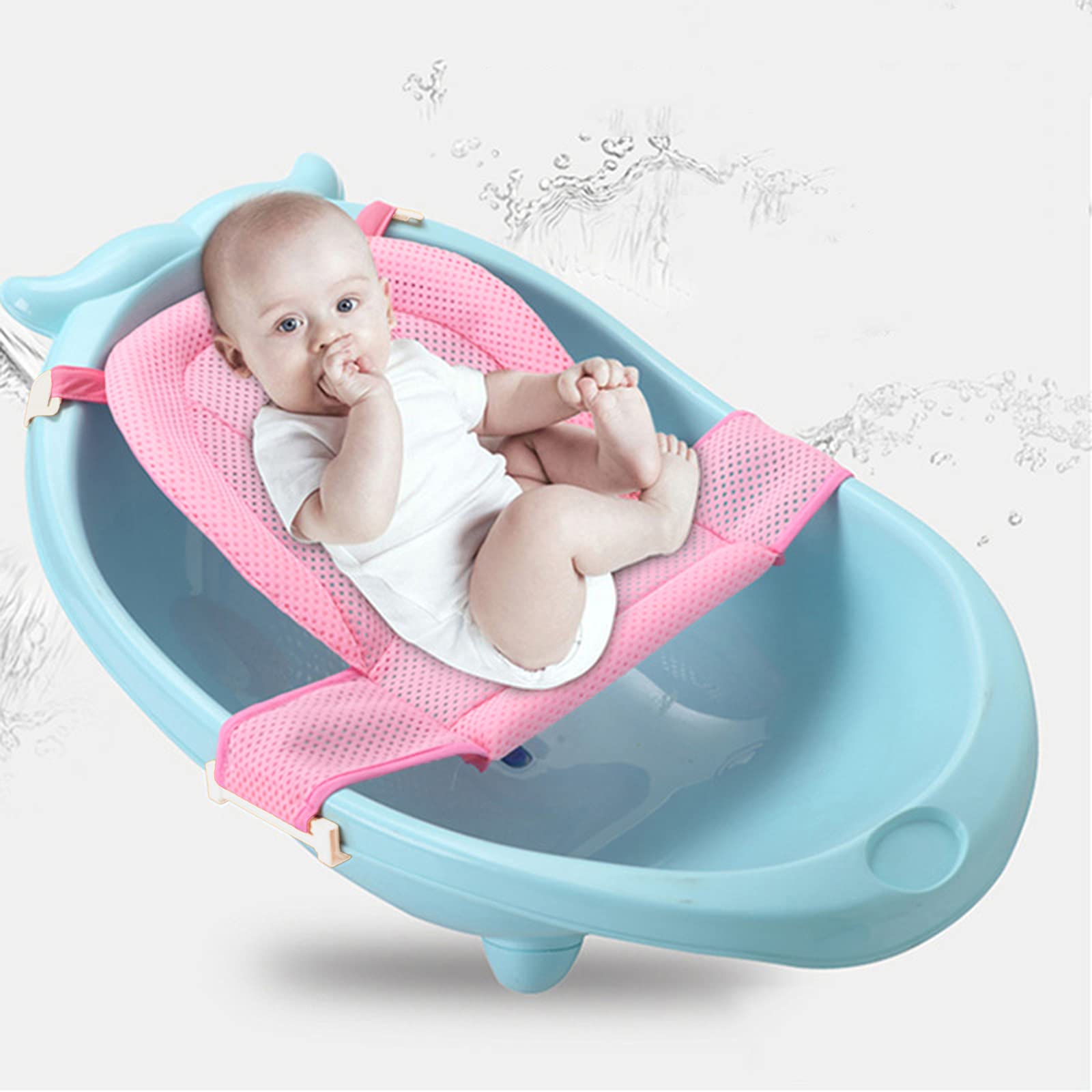 Infant Baby Bath Pad Non Slip Bath Seat Net for Babies Infant Supportive Bathtub Pillow Baby Newborn Bath Support Sling Soft Breathable Bath Cushion 3D Mesh Bath Support Seat Adjustable for 0-36months