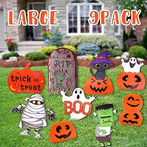 Halloween Decorations Outdoor 9 Pack Yard Signs，Large Pumpkin Ghost
