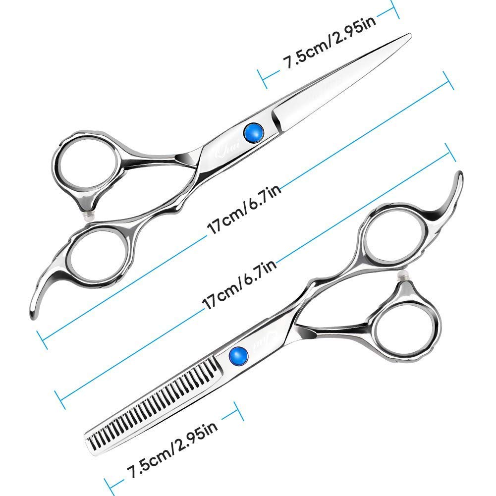 Hair Cutting Scissors Kit, Sharp Hair Scissors Made of Resist Corrosion and Rust Stainless Steel with Regular Hair Shear, Thinning Scissor, Comb, Black Leather Case for Home Use, Professional Barbers : Beauty