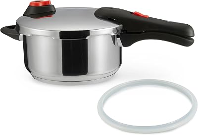 Pentola a Pressione in Acciaio Inox a Induzione, 4 Litri, Argento