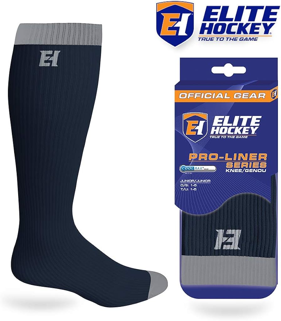 Elite Hockey, Pro-Liner Tube/Knee Sock Series, with Coolmax and Lycra, 1 Pair (Color/Size Choice) : Clothing