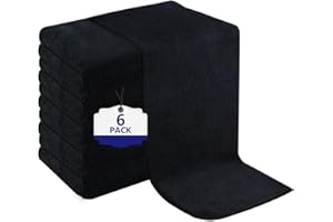Puomue 6 Pack Black Salon Towels, Super Soft and Absorbent Microfiber Hair Towel for Salon, Bath, Spa, Pool and Home, 27 inch X 16 inch, Black