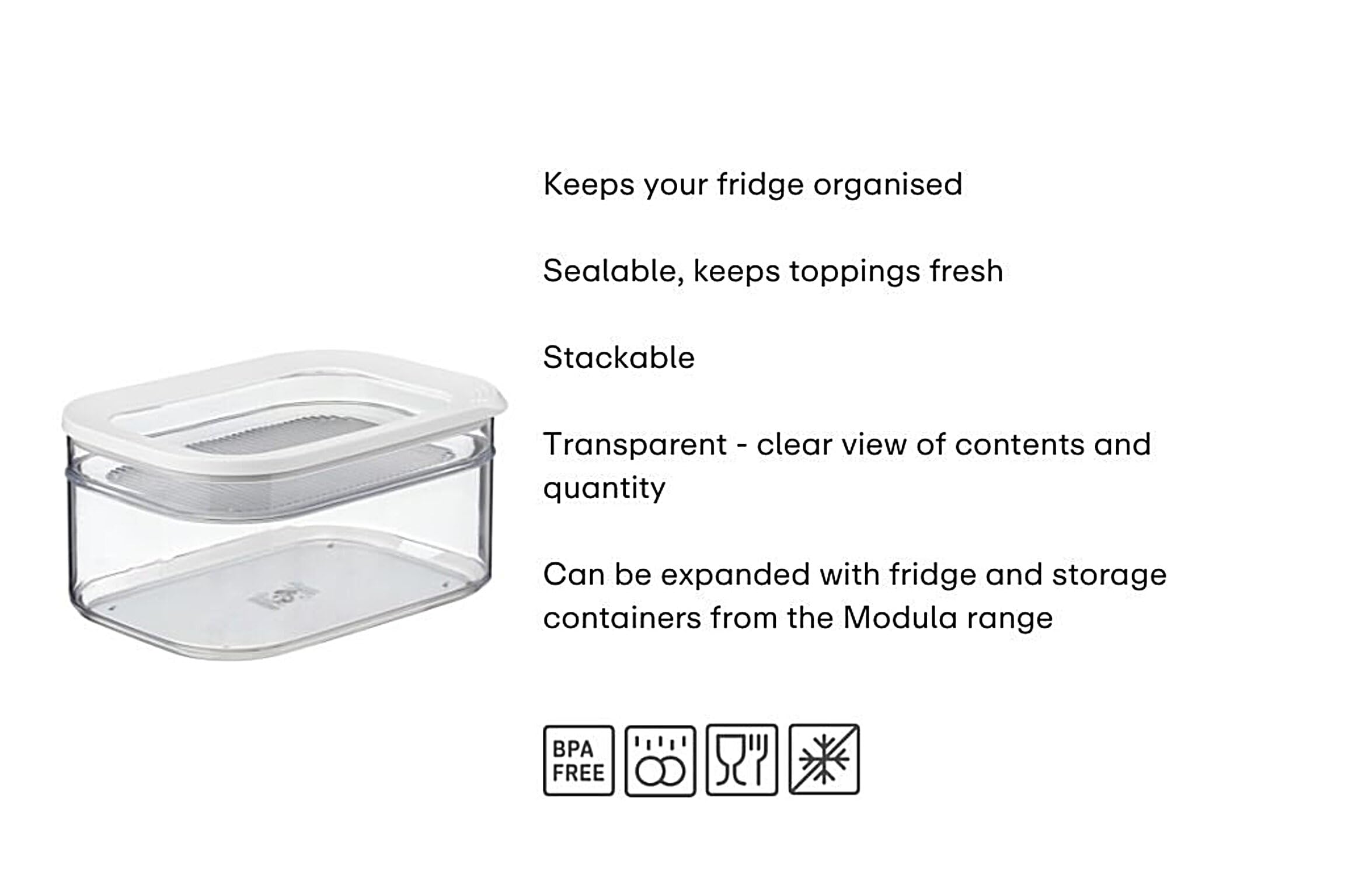 Mepal - Kühlschrankdose Modula - Kühlschrank Vorratsdose mit Deckel - Geeignet zur Aufbewahrung von Fleischprodukten und Käse - Aufbewahrung & Kühlschrankorganizer - 550 + 2000 ml - White 2