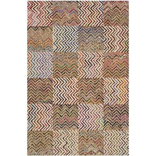 Safavieh Nantucket Collection NAN602A Handmade Abstract Checkered Chevron Beige and Brown Cotton Runner Rug (2'3" x 8')