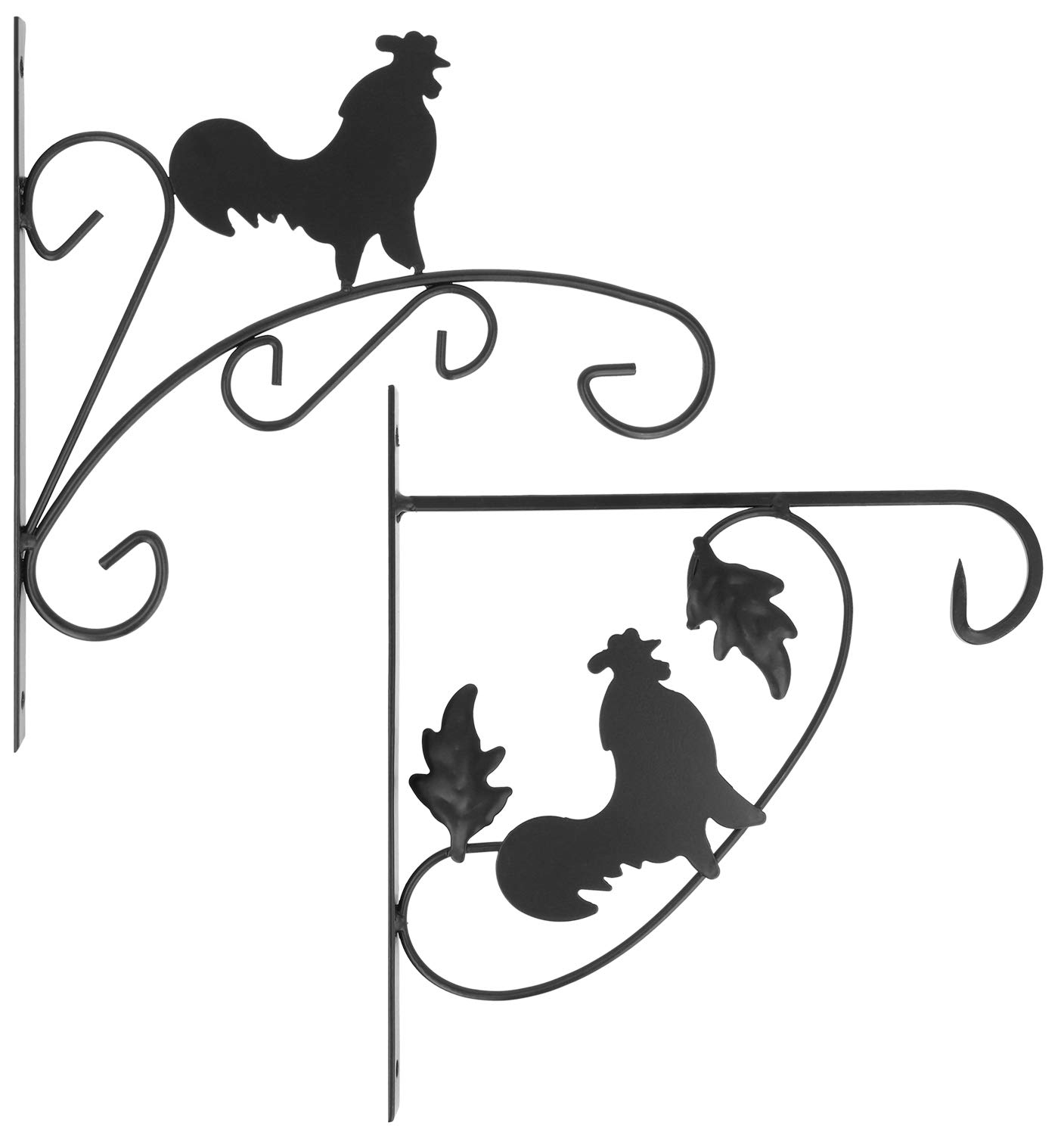 com-four® 2X wall Decorations Made of Powder-Coated Steel, Hooks for Flower Pot, Garden, Wind Chimes, Hanging Basket (2 Pieces - tap)