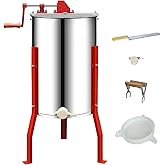 BeeTech 2/4 Frames Manual Honey Extractor Kit Include Frame Grip, Uncapping Knife and Double Sieve for Beekeeping Starter Harvest Honey