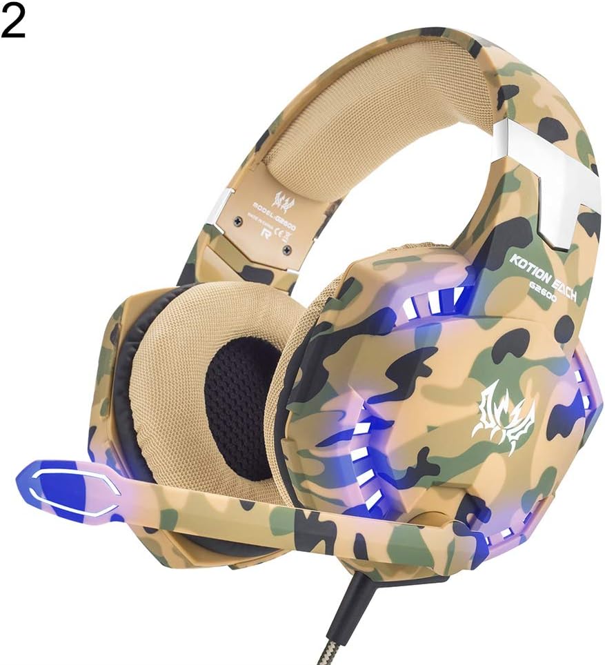 ocijf179 Anti-Scratch,Shockproof,Dust-Proof,Soft,Precise,Colorful KOTION Each G2600 Camouflage Stereo Gaming Headset Noise Cancelling Headphones - 2
