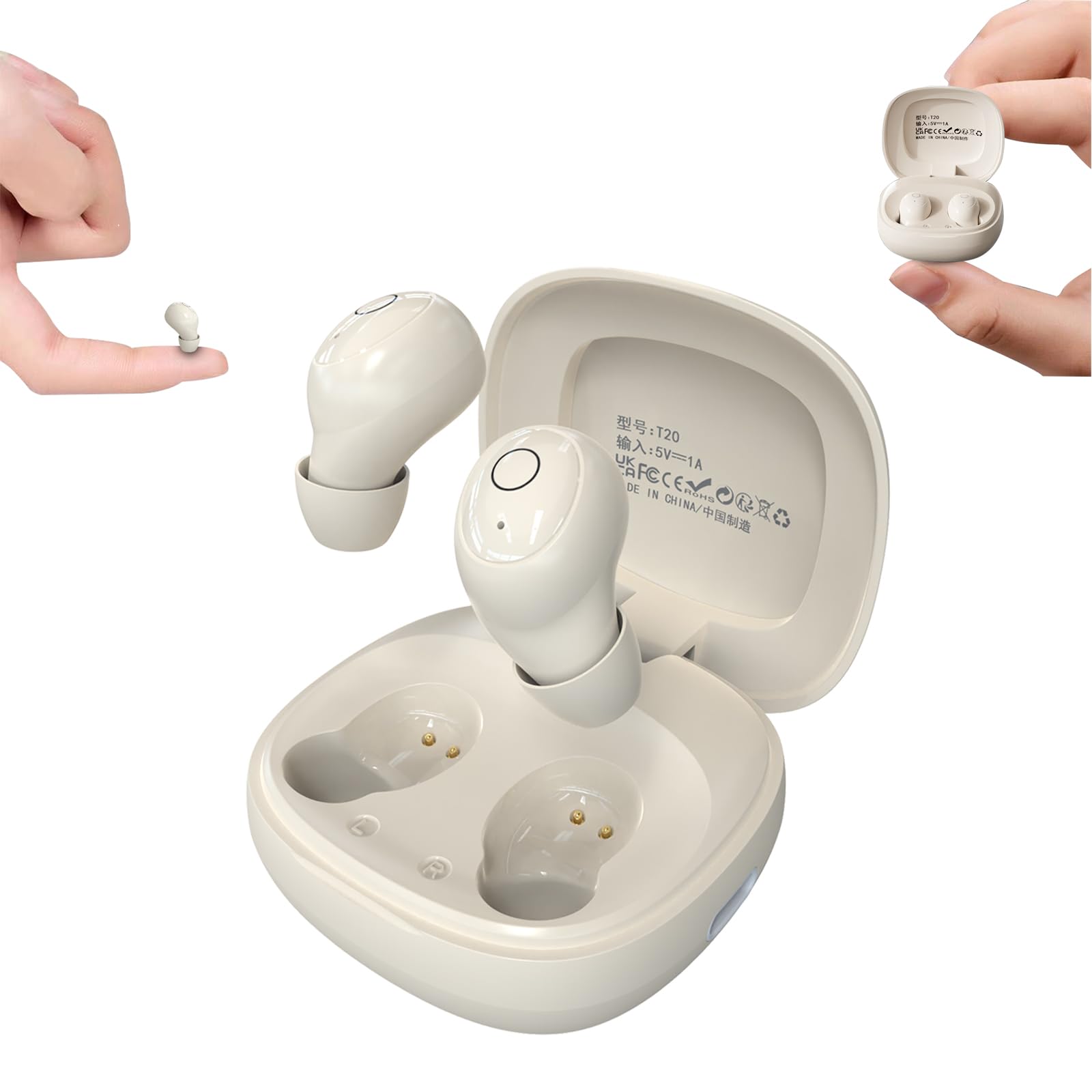 Photo 1 of **PARTIAL SET ONLY 1 HEADPHONE IS FUNCTIONAL**Xmenha T20Invisible Mini Invisible Wireless Bluetooth In Ear Earbuds for Small Ears Canals Women Sleep Earbuds, Skin Tone, 5.4 Bluetooth, 24Hrs Battery Life