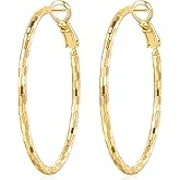 Degerde14K Gold Hoop Earrings for Women Gold Earrings for Women Sparkling Design Hypoallergenic Lightweight Womens Earring Hoops 25 MM/30 MM/40 MM