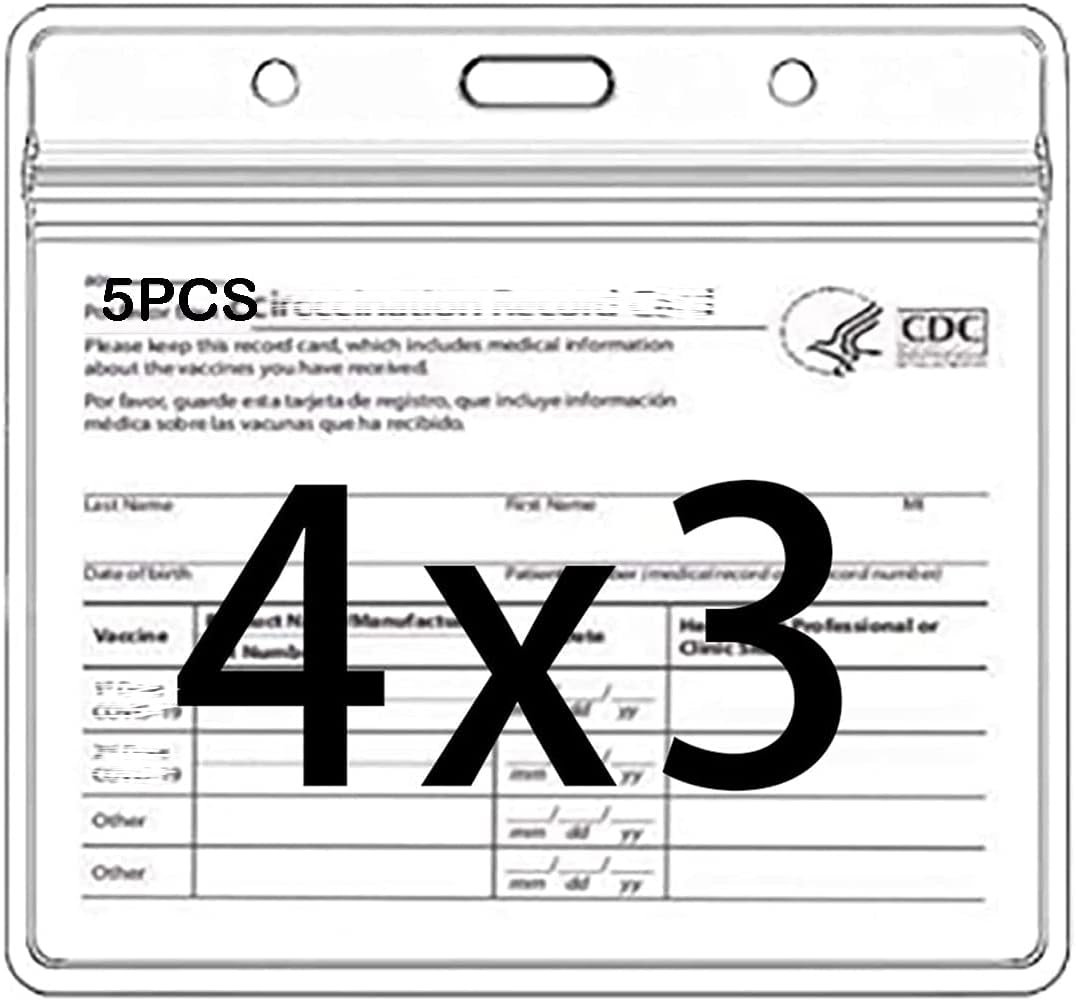 5PCS CDC Badge Holders 4 X 3 Inches Record Cards Protector Holder Clear Vinyl Plastic Sleeve with Waterproof Type Resealable Zip (5) : Office Products