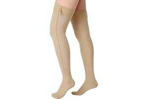 Sosation Thigh High Zipper Compression Socks 20-30 mmHg Zipper Compression Stockings Thigh High for Women Men Swelling Edema
