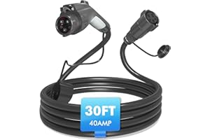 SEGUMA EV Charger Extension Cable, 30ft 40Amp J1772 Extension Cable Compatible with 110V-240V SAE J1772 EV Chargers, Suitable for J1772 EVs/PHEVs, Level 1/ Level 2 IP66 Car Charger Extension Cord with Bag