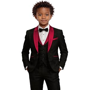 CHENJIY Boys Formal Suits 3 Pieces Kids Tuxedo Shawl Collar Jacket Pant Vest for Teen Boy Toddler Wedding Prom