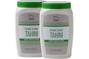 Tavor Organic Tahini 2LB (908gr) x 2 - All Natural 100% Roasted Humera Single Origin Sesame Seeds Paste - Vegan, Gluten-Free, Peanut free, Nut free, Soy free (2 Pack)