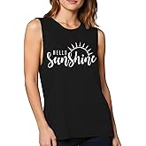 Here Comes The Sun Shirts Womens Sunshine Coffee Graphic Tank Top Sleeveless Tee