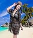 Summer Beach Cover Ups for Women V-Neck Sexy Lace Tunic Oversize Loose Swimwear Swimsuit Bikini Dress Black