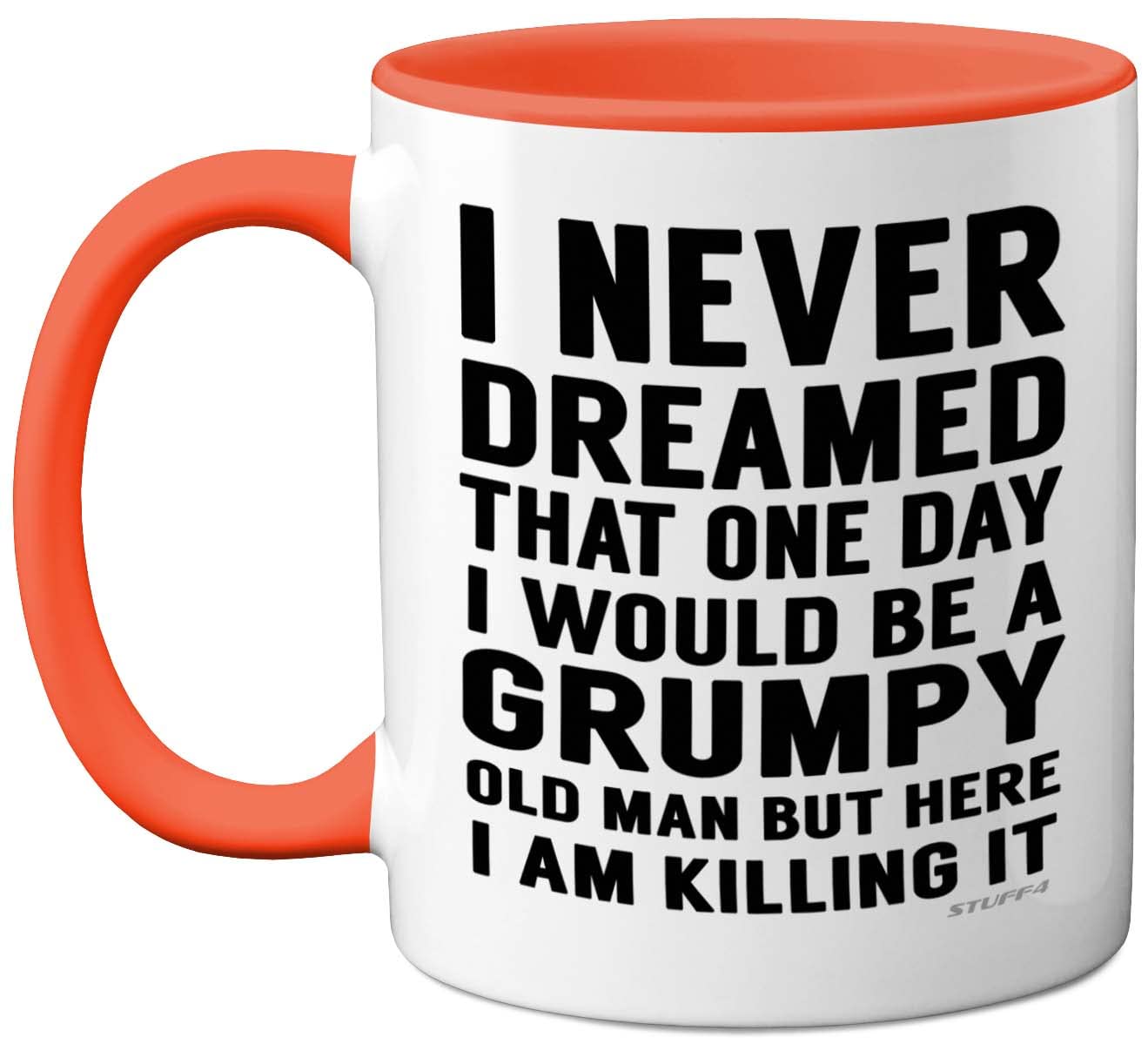 Stuff4 Grumpy Old Man Mug, Grandad Gifts, Dad, Father’s Day or Christmas Novelty Mug, Funny Gifts, Perfect Birthday Present, Funny for Men, 11oz Orange Ceramic Dishwasher Safe