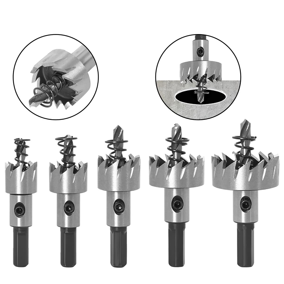 TOPWAY HSS Hole Saw Set 5PCs, 16-30mm High Speed Steel Cutter Opener Drill Bits Circular Cutting Tool for Steel Copper Iron Plastic Wood PVC 122400