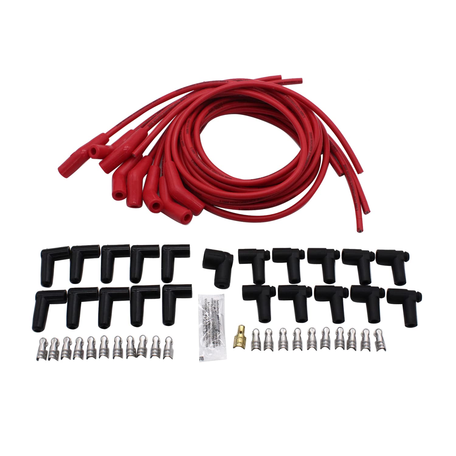 Photo 1 of 1 Set SHLPDFM Spark Plug Wires 8.5mm Red Universal 135/45 Degree HEI Spark Plug Wires Compatible with Chevy Ford Mopar BBC