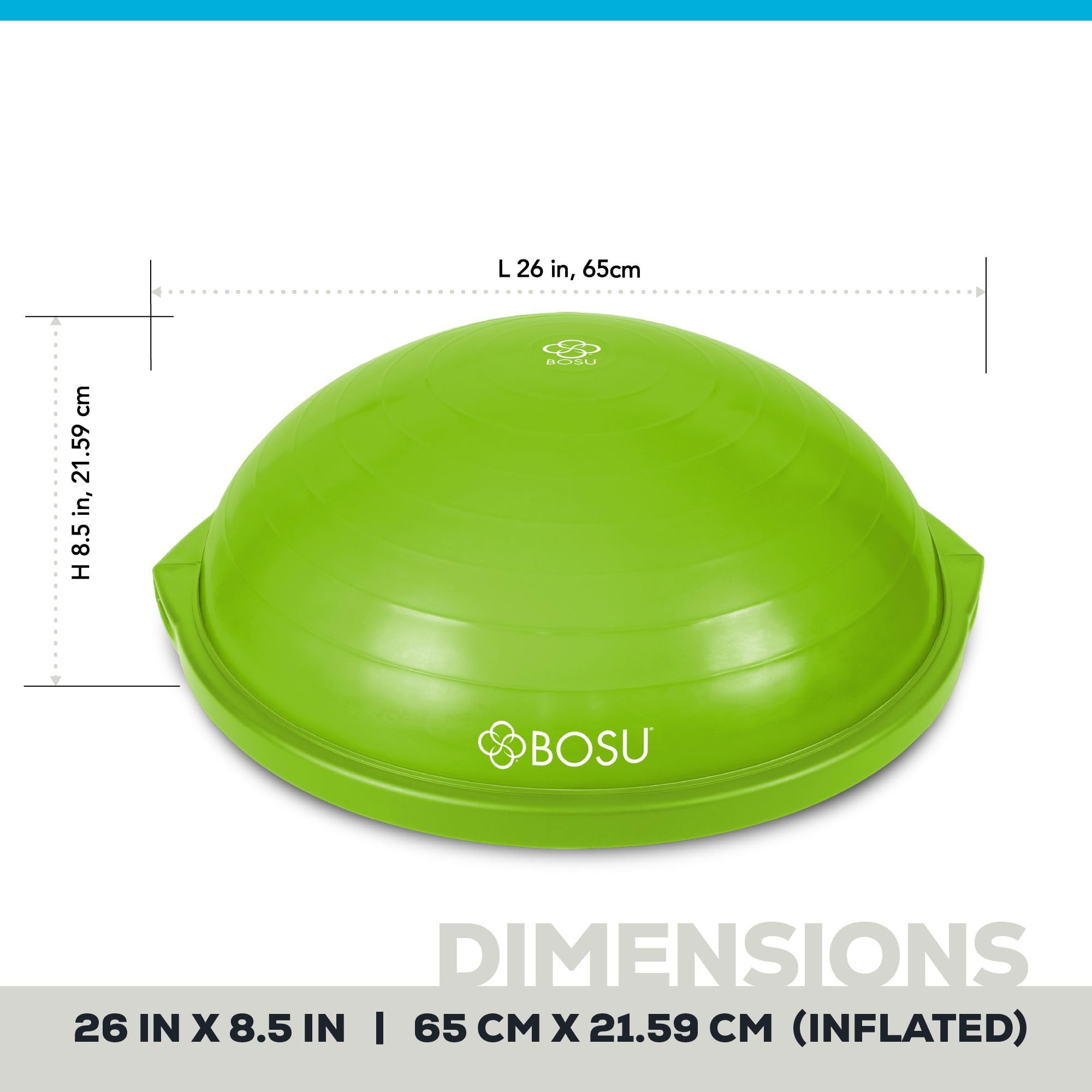 Bosu 72-10850 Home Gym Equipment The Original Balance Trainer 26 in Diameter, Lime Green and Gray