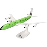 Herpa SnapFit Model Airplane Boeing 707-300 Braniff | Scale 1:144, NO Glue required, Detailed Plastic Aircraft with Display Stand, Realistic Design, Collectible Model, Ages 14+