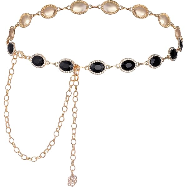 Tortoiseshell Leopard Skinny Link Chain Belt 1 1/4\