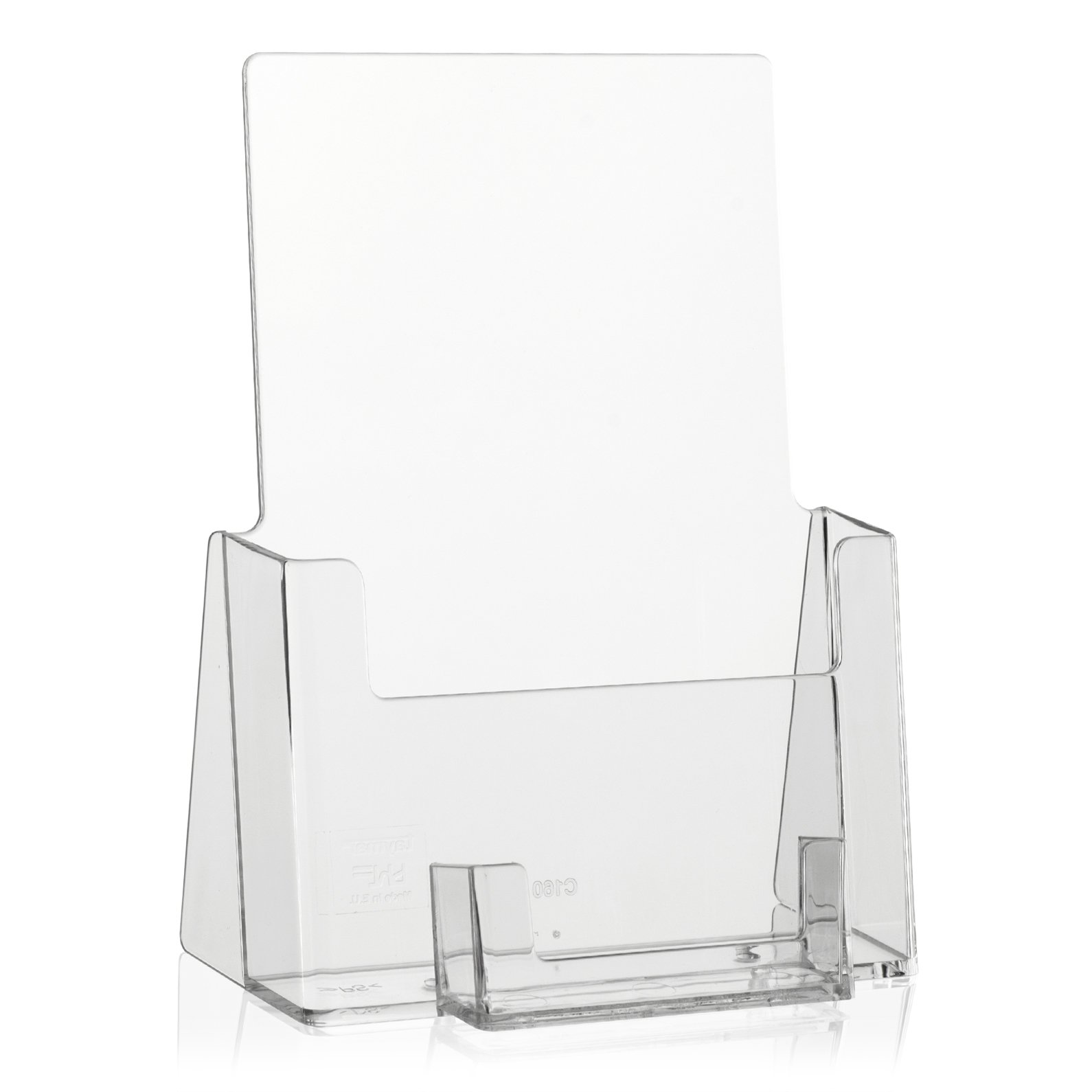 taymar DIN A5 brochure Stand, Flyer Stand with Business Card Compartment, Transparent brochure Holder Plus Business Card Holder