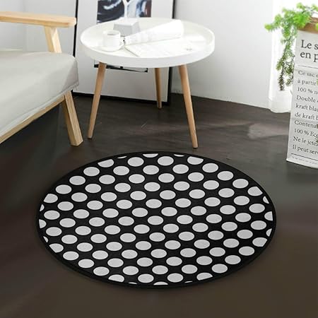 XINLU Alfombras agradables para Sala de Estar Área de Lunares Negra y