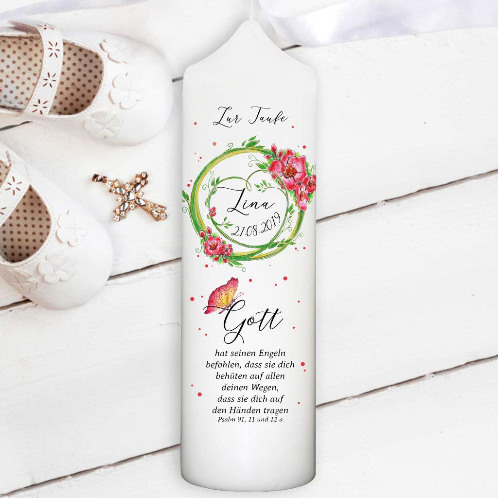 Wandtattoo Loft Taufkerze Blumenkranz Schmetterling Kerze zur Taufe ...