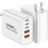 USB C Charger Block, 2-Pack 100W 5-Port USB C Wall Charger iPhone Charger Fast Charging PD Power Adapter+QC Wall Plug Multiport Type C Brick Chargers for iPhone 17 16 15 14 13 Pro Max,Samsung,MacBook
