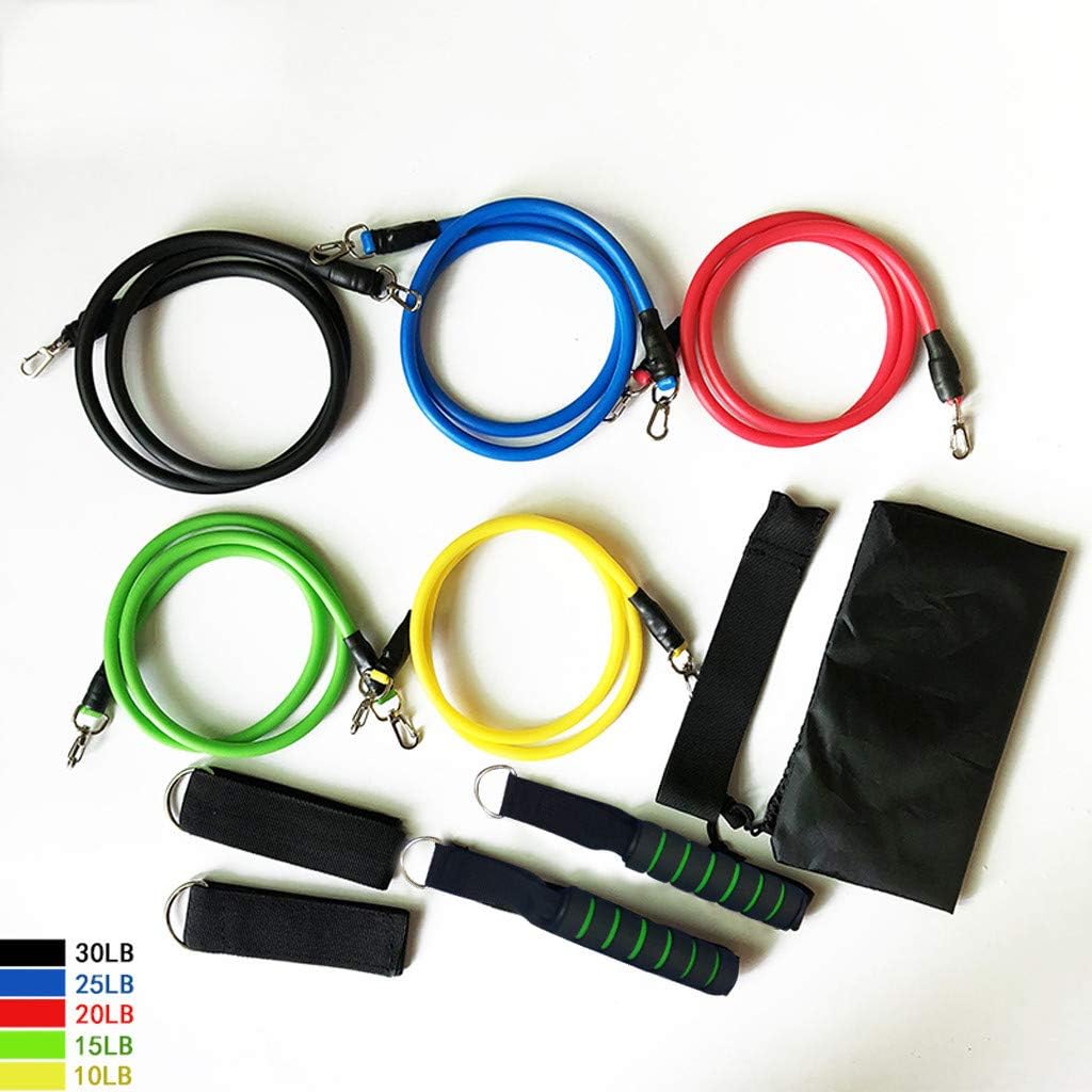 ALOVEMO 2020 11pcs/Set Fitness Resistance Tube Band Yoga Gym Stretch Pull Rope Exercise Training Expander Door Anchor with Handle Ankle Strap