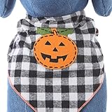 Dog Bandana with Halloween Pumpkin Applique (Medium)
