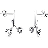 MONGAS Hair Stylist Gifts Sterling Silver Heart Scissors Stud Earrings Hairdresser Hairstylist Jewelry Gifts for Women