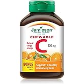 Jamieson Vitamin C Chewable 500 mg - Tangy Orange, 120 tabs Bonus