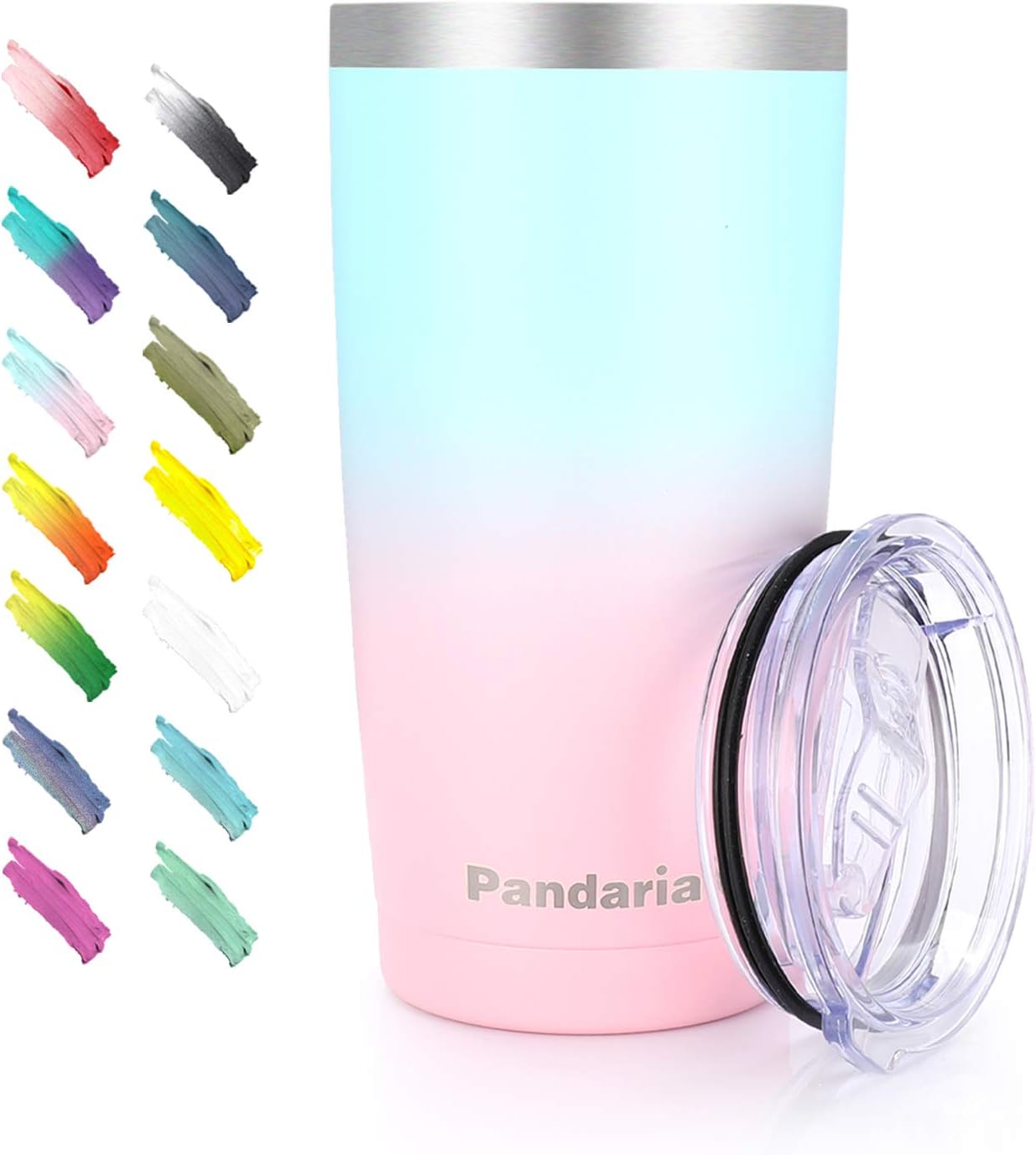 Pandaria 20 oz Stainless Steel Vacuum Insulated Tumbler with Lid - Double Wall Travel Mug Water Coffee Cup for Ice Drink & Hot Beverage, Ombre Bubble